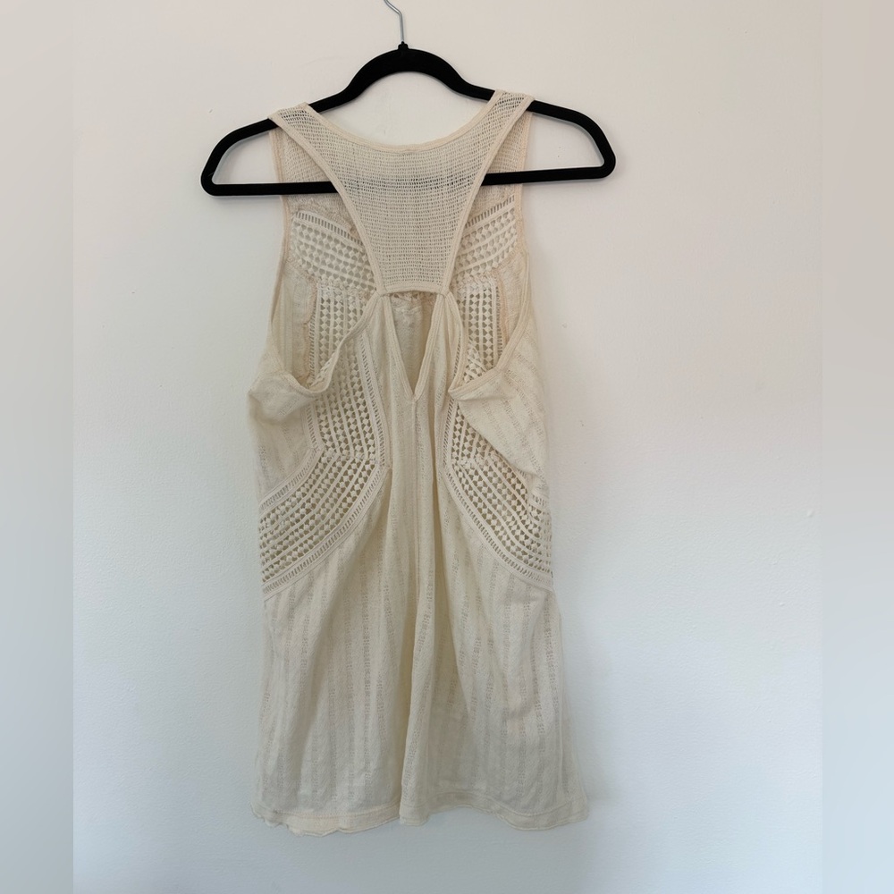 Free People Women's Cream Beaded Crochet-Detail Tank Top - Picture 4 of 7